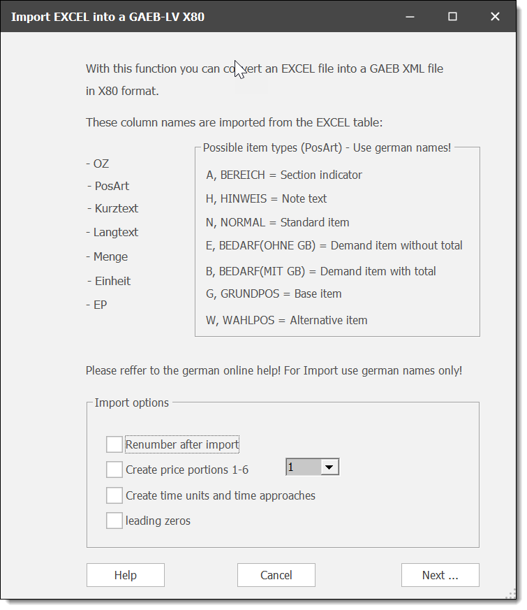 GAEB, GAEB XML, P83, D84, GAEB 2000, GAEB 90, Excel, Exel, D84, RTF, Angebote, BoQ, Word, Leistungsverzeichnis, Leistungsverzeichnisse, BoQs, Ausschreibung, Vergabe, Abrechnung, OpenOffice