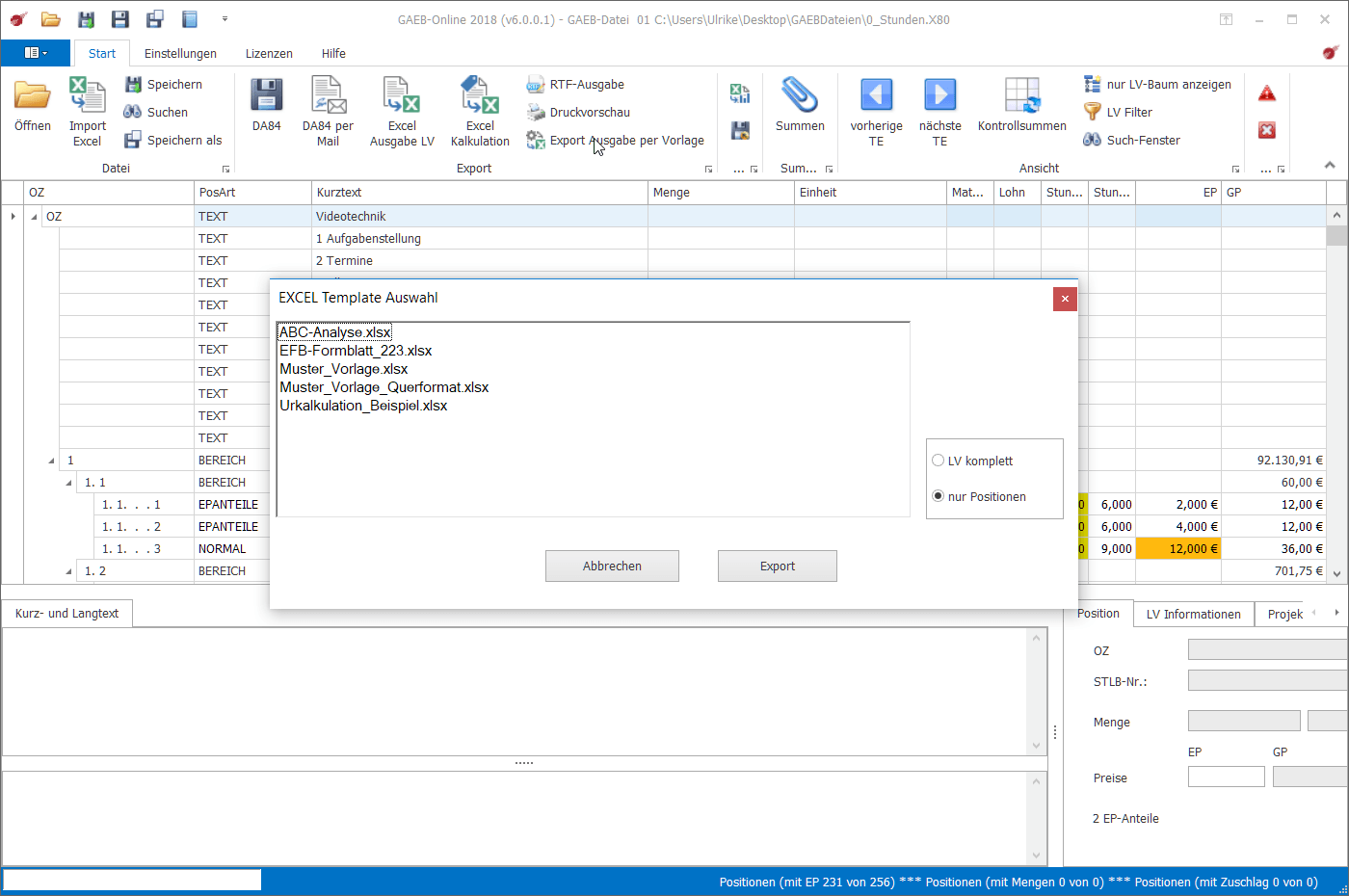 GAEB, GAEB XML, P83, D84, GAEB 2000, GAEB 90, Excel, Exel, D84, RTF, Angebote, LV, Word, Leistungsverzeichnis, Leistungsverzeichnisse, LVs, Ausschreibung, Vergabe, Abrechnung, OpenOffice
