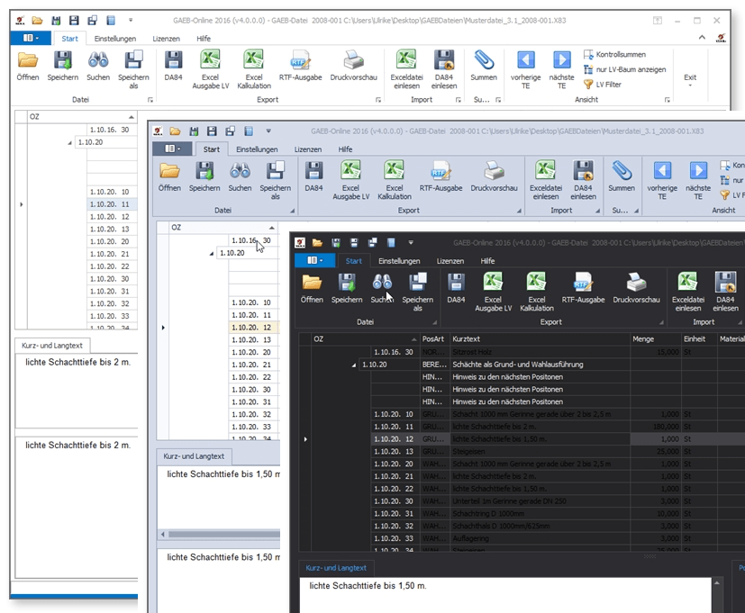 GAEB-Online 2025 Program interfaces