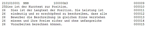 Vergleich GAEB DA XML: Eine Position im GAEB 2000 Format