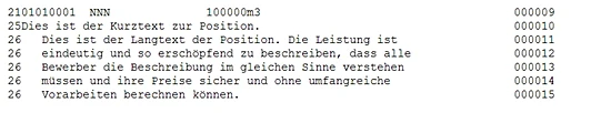 Comparison GAEB DA XML: one item in the GAEB 90 format