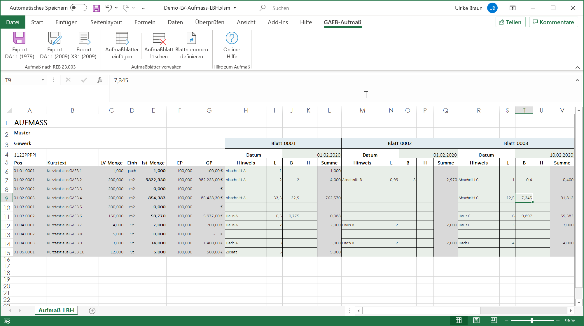 Excel-Aufma fr GAEB-Online 2025: Einfaches Aufma