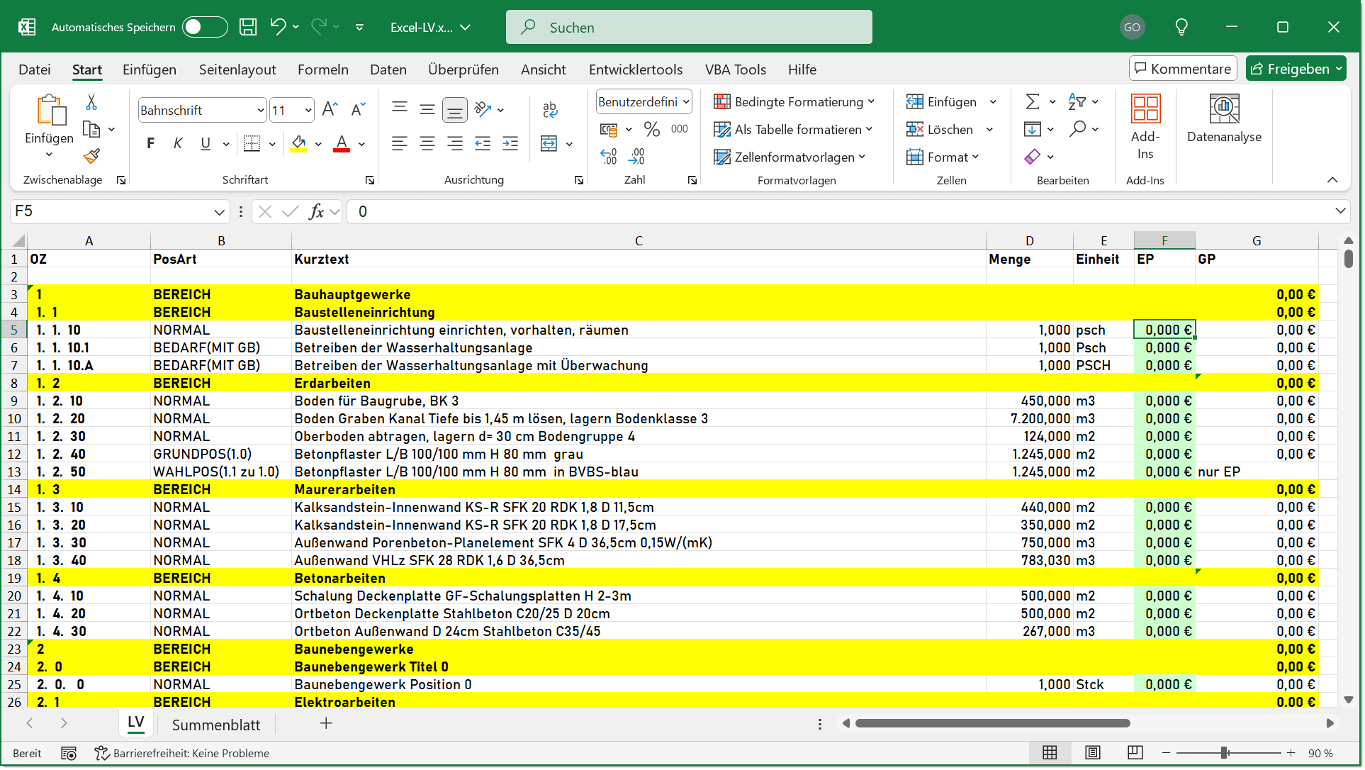 GAEB-Datei in Excel umwandeln