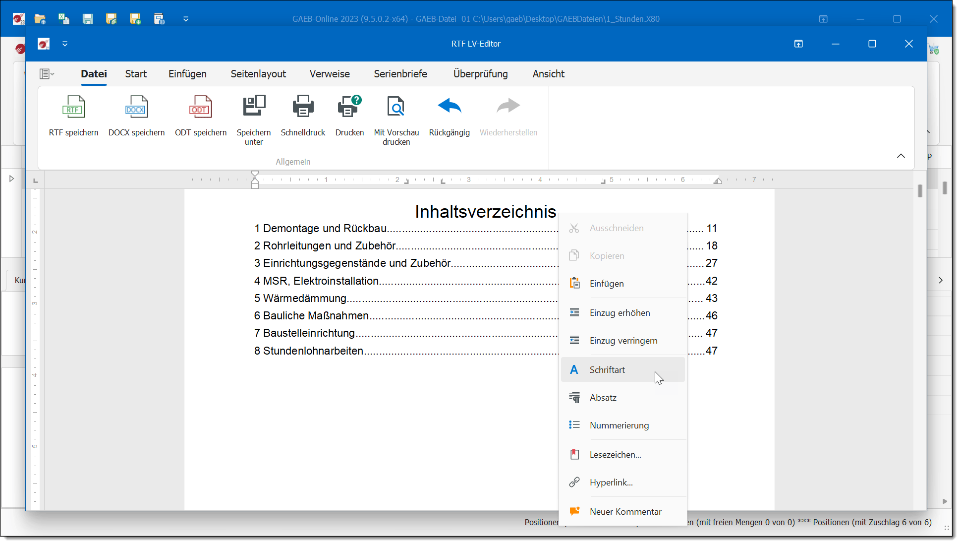 GAEB, GAEB XML, P83, D84, GAEB 2000, GAEB 90, Excel, Exel, D84, RTF, Angebote, LV, Word, Leistungsverzeichnis, Leistungsverzeichnisse, LVs, Ausschreibung, Vergabe, Abrechnung, OpenOffice