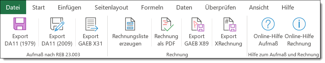 Excel-Aufma fr <strong>GAEB-Online 2025</strong>: Export XRechnung