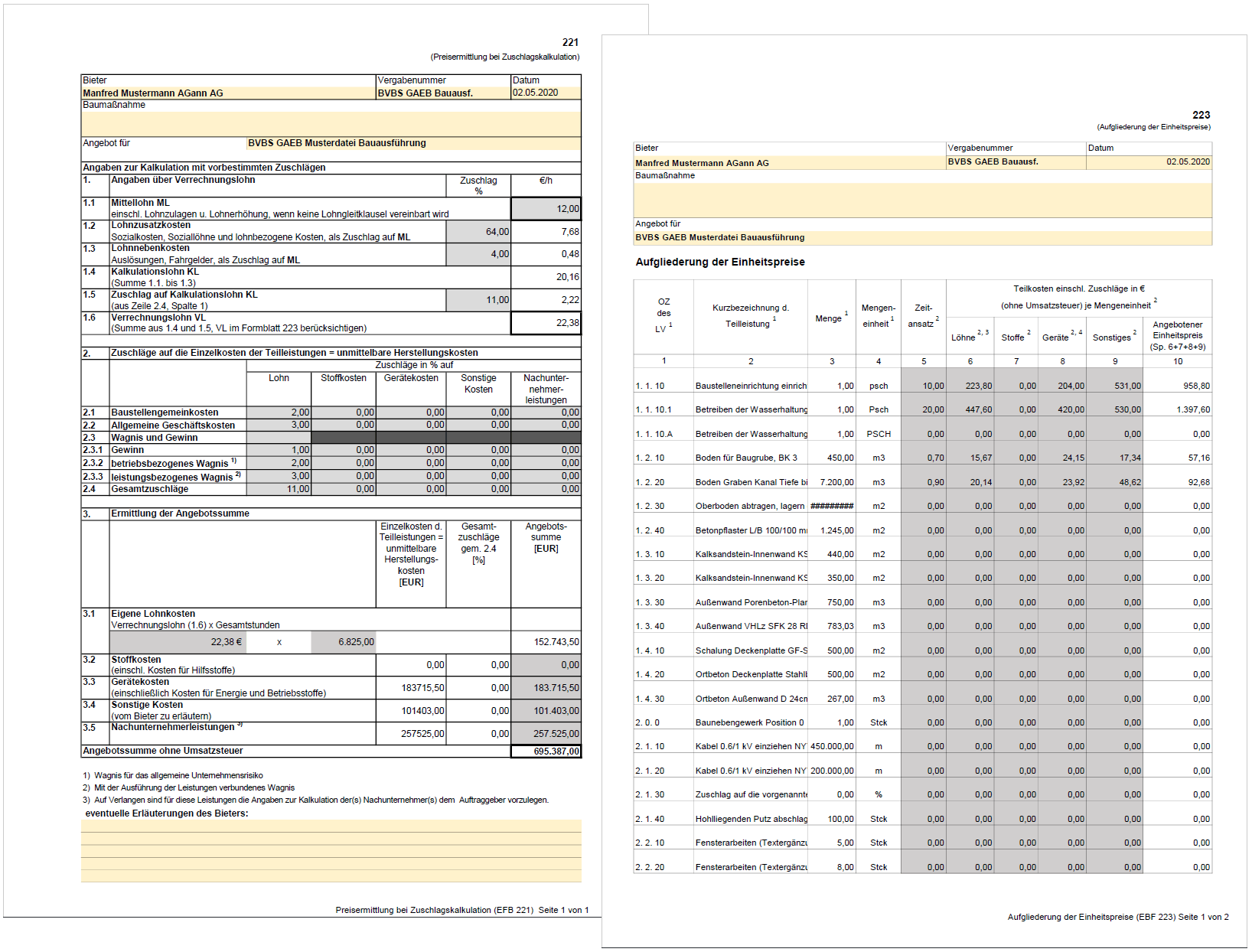 GAEB-Online 2025: Urkalkulation fr EFB