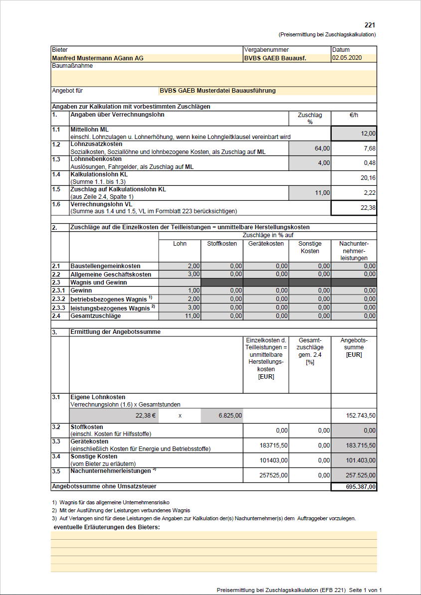 GAEB-Online 2025: Urkalkulation fr EFB