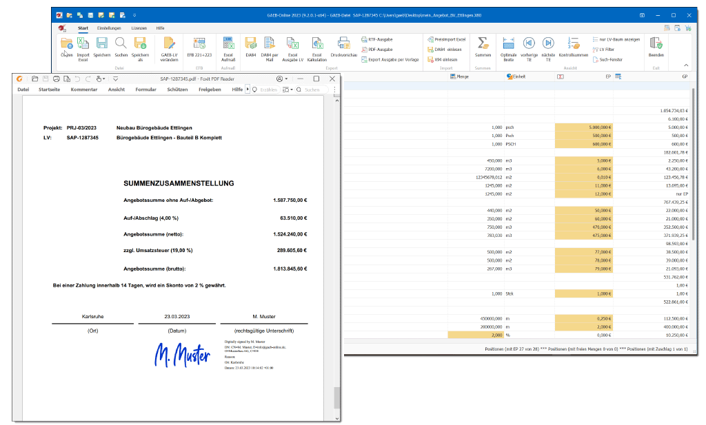 GAEB Angebote digital signieren