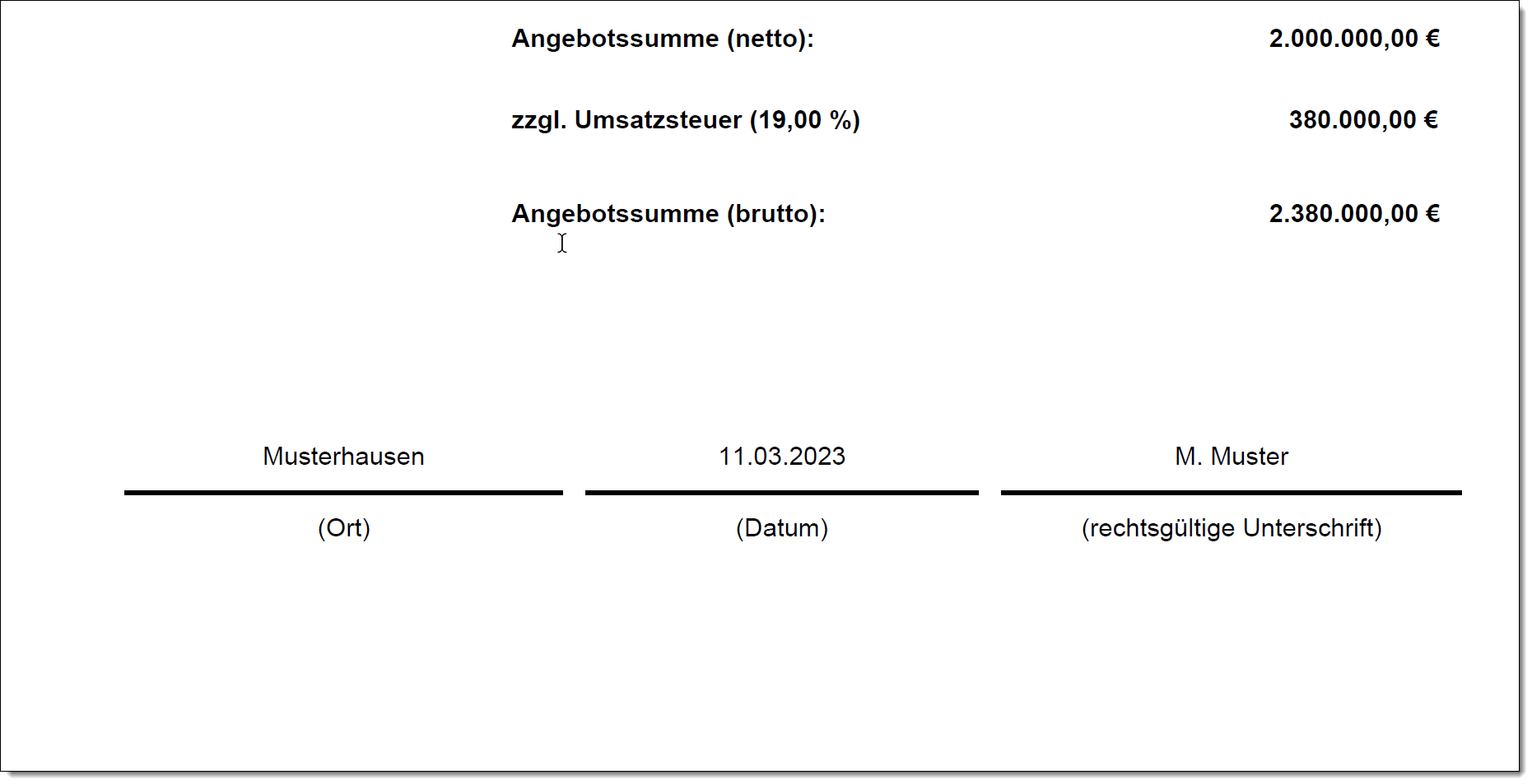 Angebot als Textform